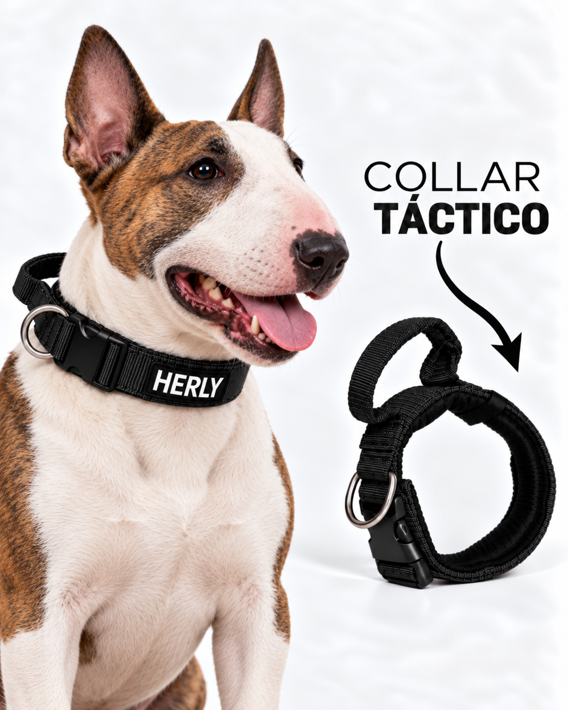 Collar táctico negro personalizado con nombre